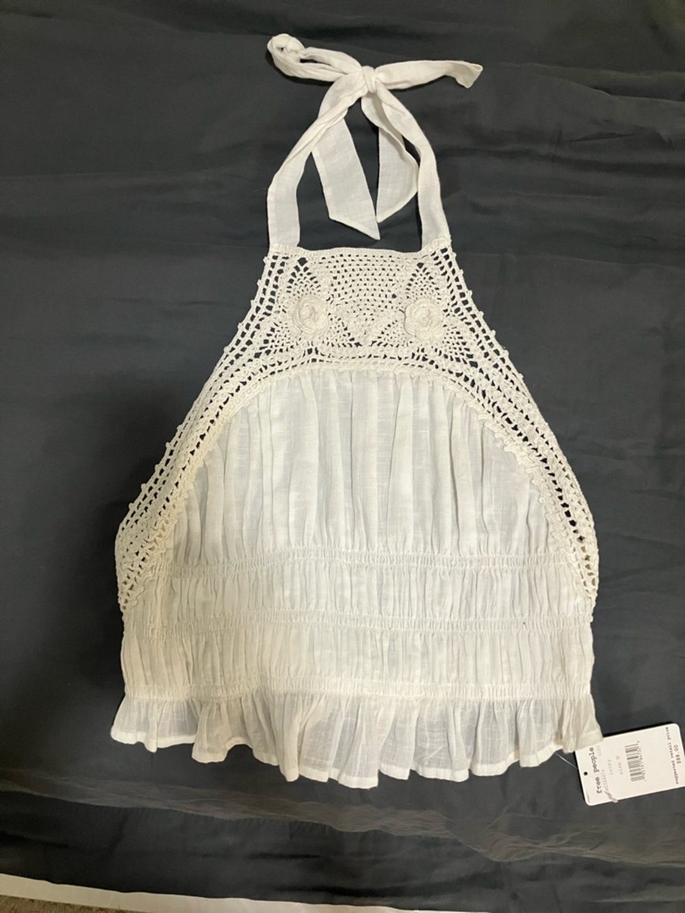 Free People Cream Crochet Halter Camisole